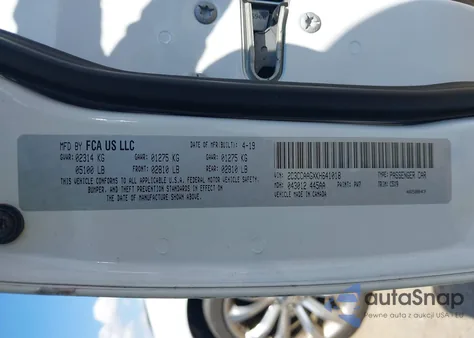 2019 Chrysler 300 Touring из США, поврежденный, VIN 2C3CCAAGXKH641018